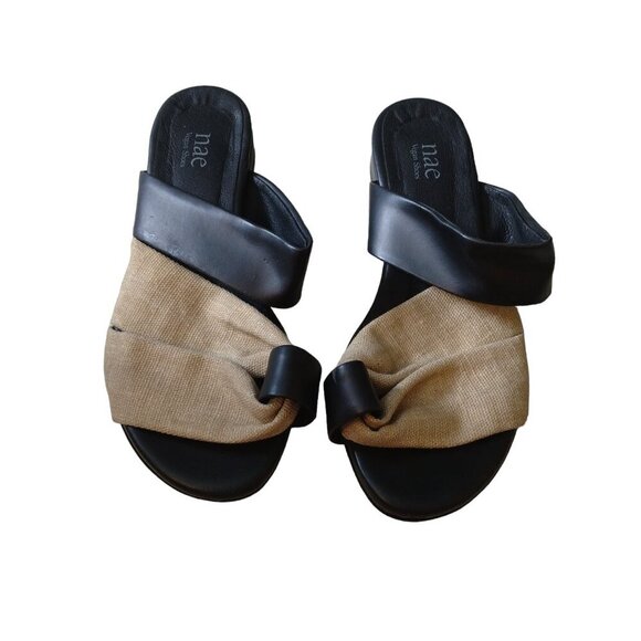 Nae Vegan Leather Women's Size 37/US 6.5 Organic Fabric Strappy Slip On Sandals - Picture 2 of 5